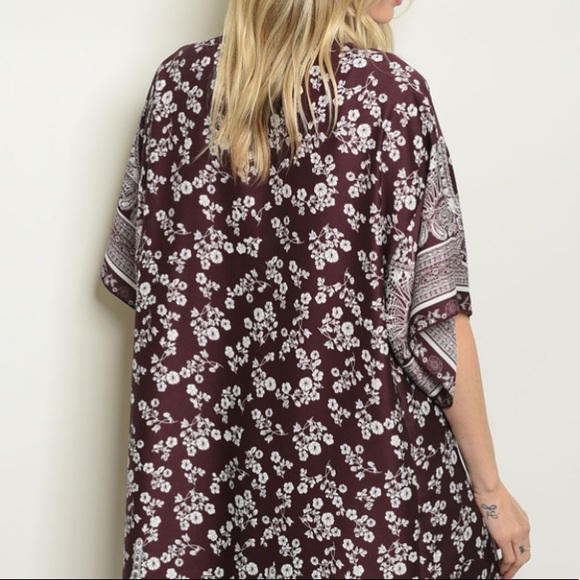 CLEARANCE ‼️⚡️WINE WHITE FLORAL ⚡️- Kimono - Picture 3 of 3